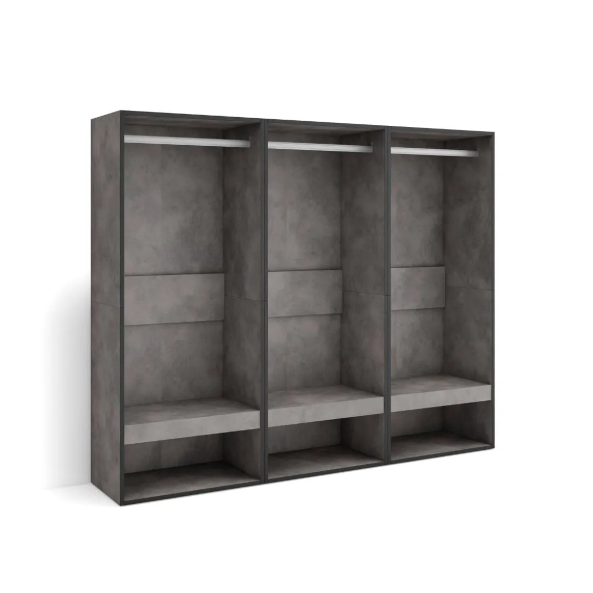 Armario vestidor Kroma 3 barras con 3 compartimentos 145x180x35 cm