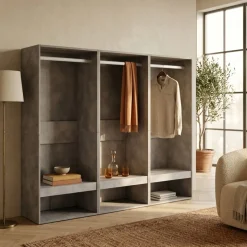 Armario vestidor Kroma 3 barras con 3 compartimentos 145x180x35 cm