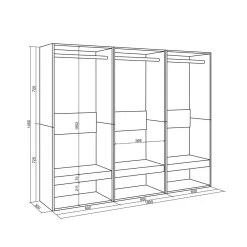 Armario vestidor Kroma 3 barras con 3 compartimentos 145x180x35 cm