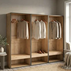 Armario vestidor Kroma 3 barras con 3 compartimentos 145x180x35 cm