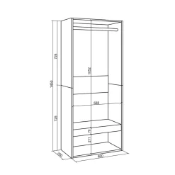 Armario vestidor Kroma módulo con barra y compartimento 145x60x35 cm