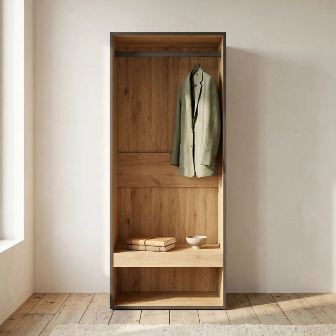 Armario vestidor Kroma módulo con barra y compartimento 145x60x35 cm
