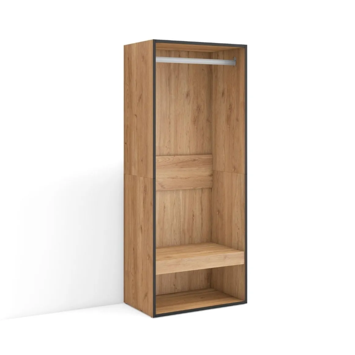Armario vestidor Kroma módulo con barra y compartimento 145x60x35 cm