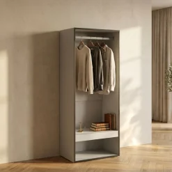 Armario vestidor Kroma módulo con barra y compartimento 145x60x35 cm