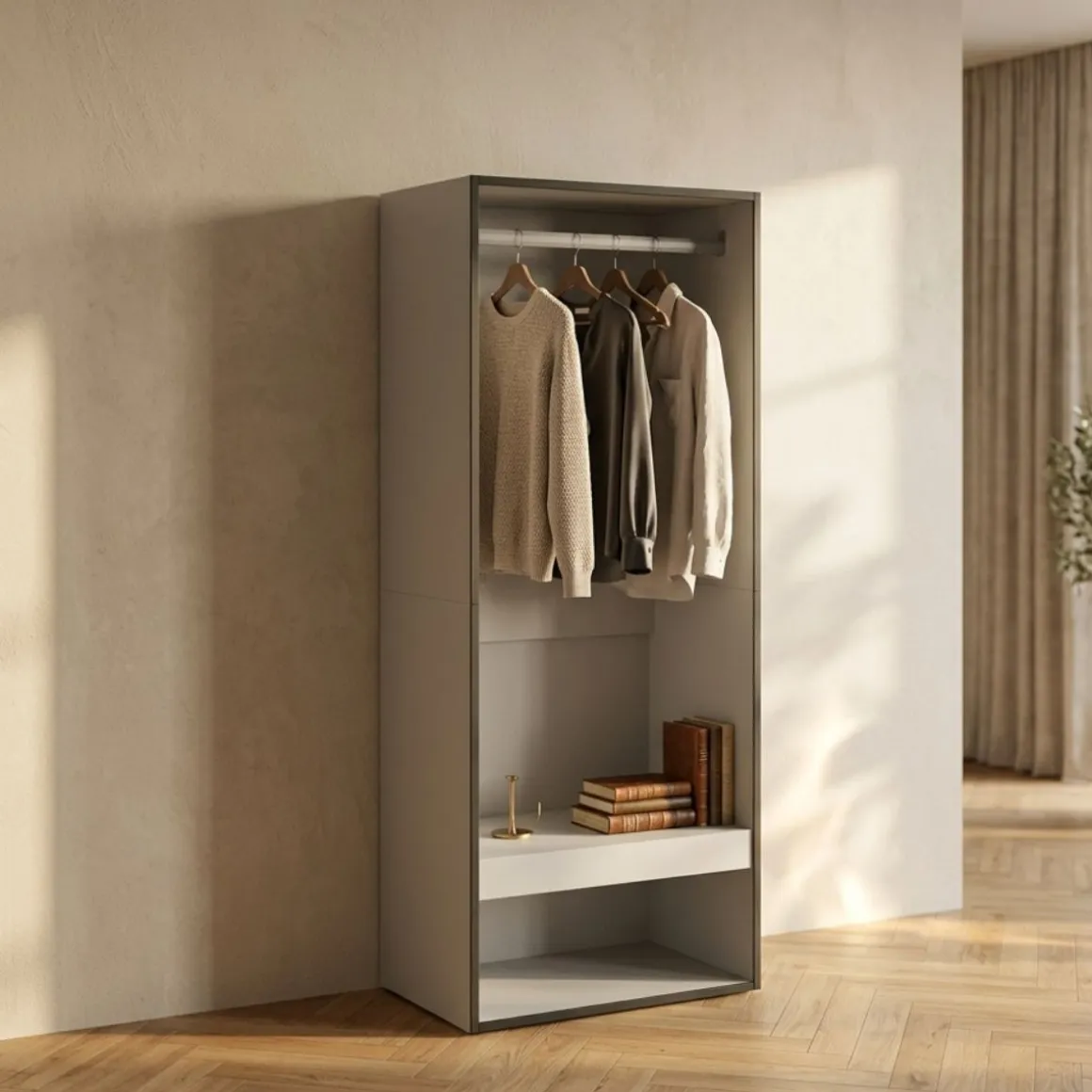Armario vestidor Kroma módulo con barra y compartimento 145x60x35 cm