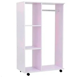 Armario vestidor madera con ruedas blanco 80x40x128 cm