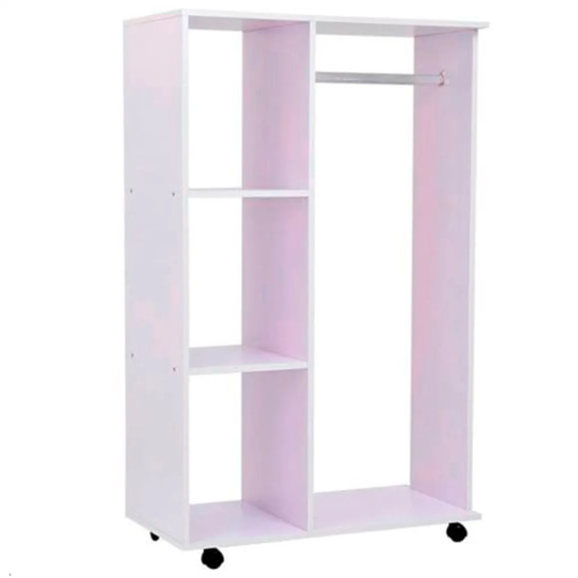 Armario vestidor madera con ruedas blanco 80x40x128 cm