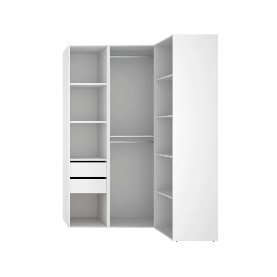 Armario vestidor Suit 2 barras con 2 cajones y 9 compartimentos blanco/natural 205x124x84,5 cm