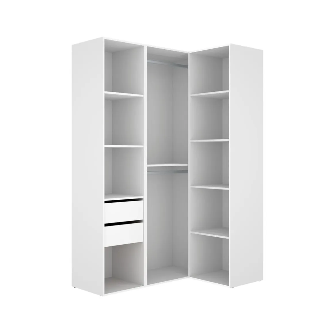 Armario vestidor Suit 2 barras con 2 cajones y 9 compartimentos blanco/natural 205x124x84,5 cm