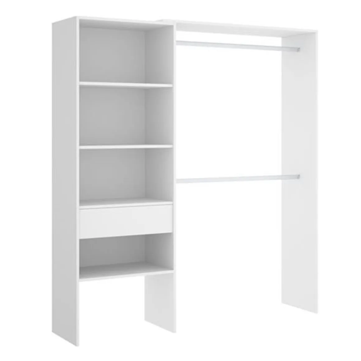 Armario vestidor Suit 2 barras con 4 compartimentos y 1 cajón 187x110-160x40 cm