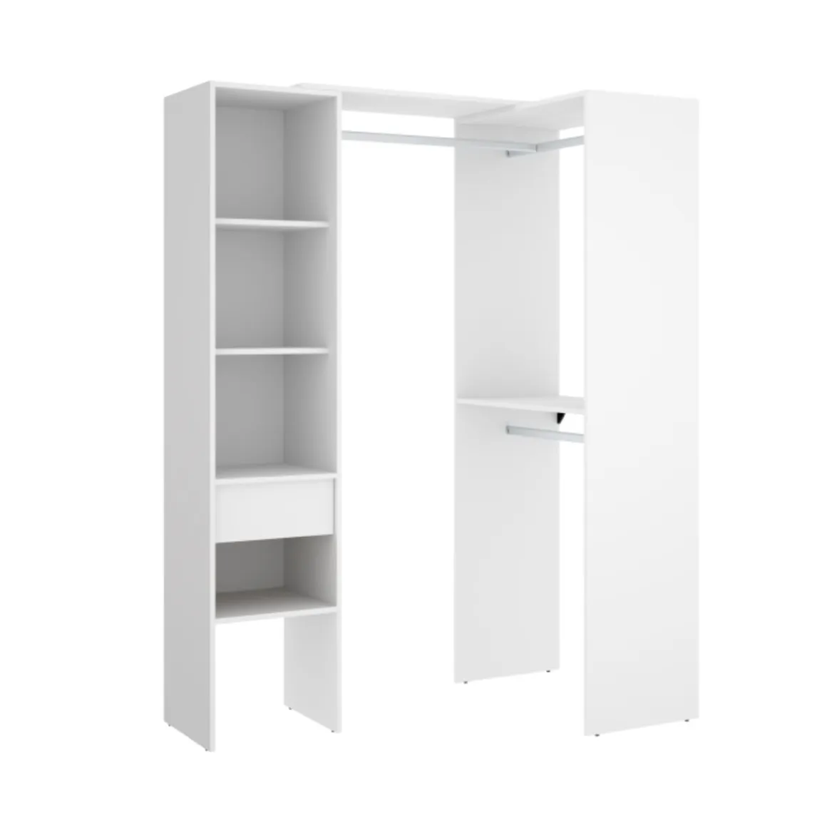 Armario vestidor Suit 3 barras + 1 columna + 1 cajón blanco