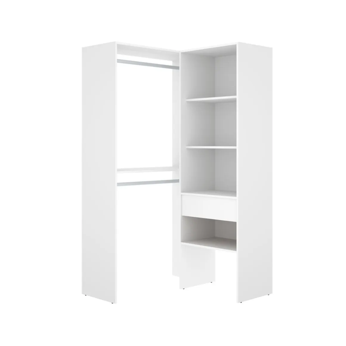Armario vestidor Suit 2 barras con cajones y compartimentos blanco 185x100x88,5 cm