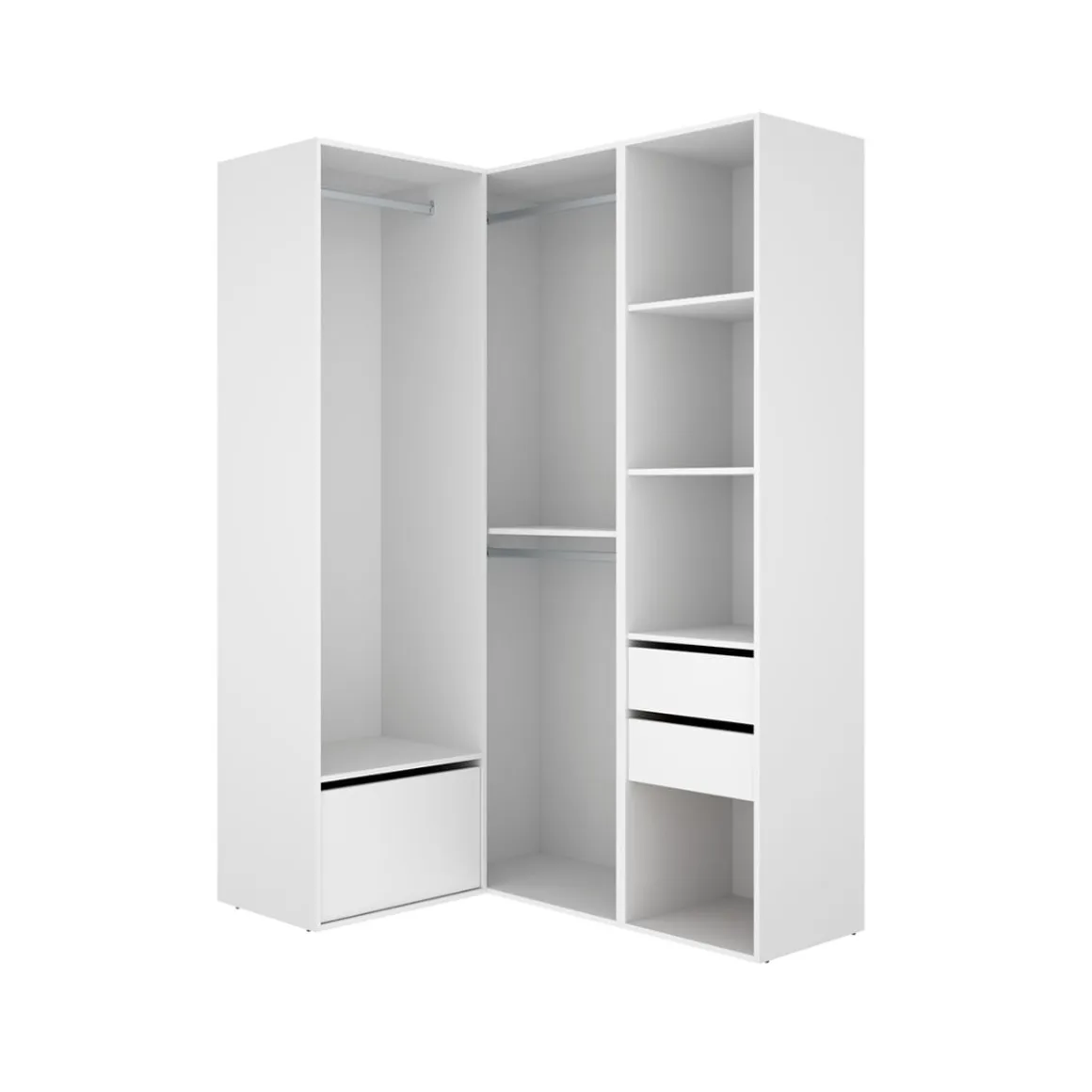 Armario vestidor Suit 3 barras con zapatero blanco/natural 205x124x105 cm