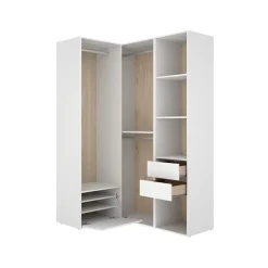 Armario vestidor Suit 3 barras con zapatero blanco/natural 205x124x105 cm