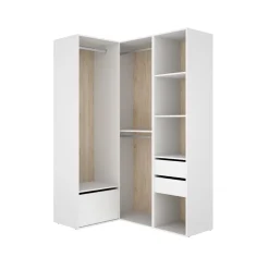 Armario vestidor Suit 3 barras con zapatero blanco/natural 205x124x105 cm