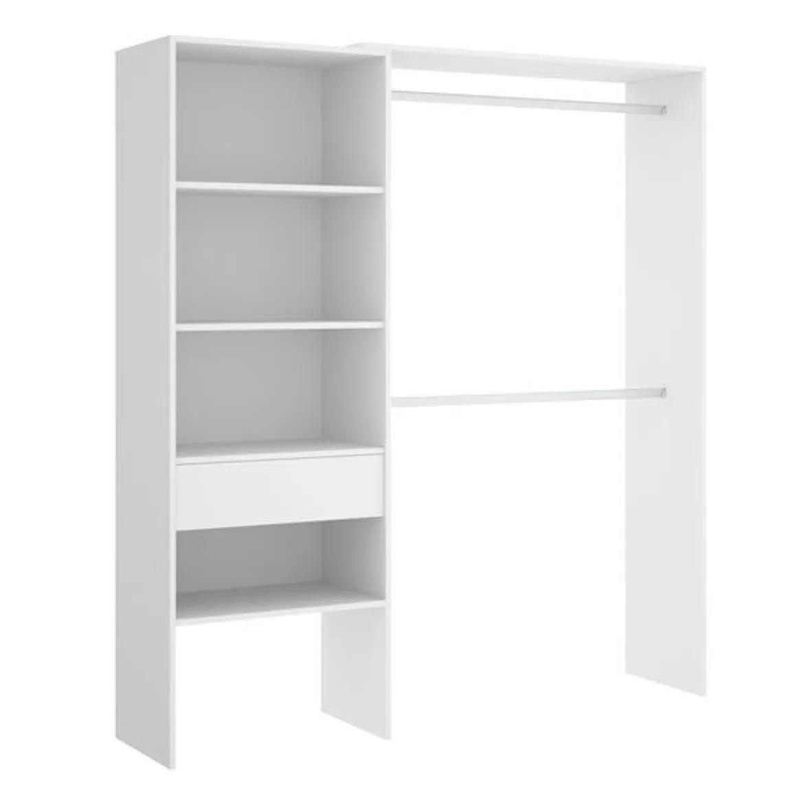 Armario vestidor Suit 2 barras con 4 compartimentos y 1 cajón 187x110-160x40 cm