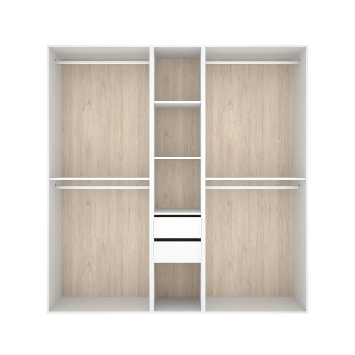 Armario vestidor Suit 2 cajones con 4 barras blanco/natural 205x199,5x45 cm