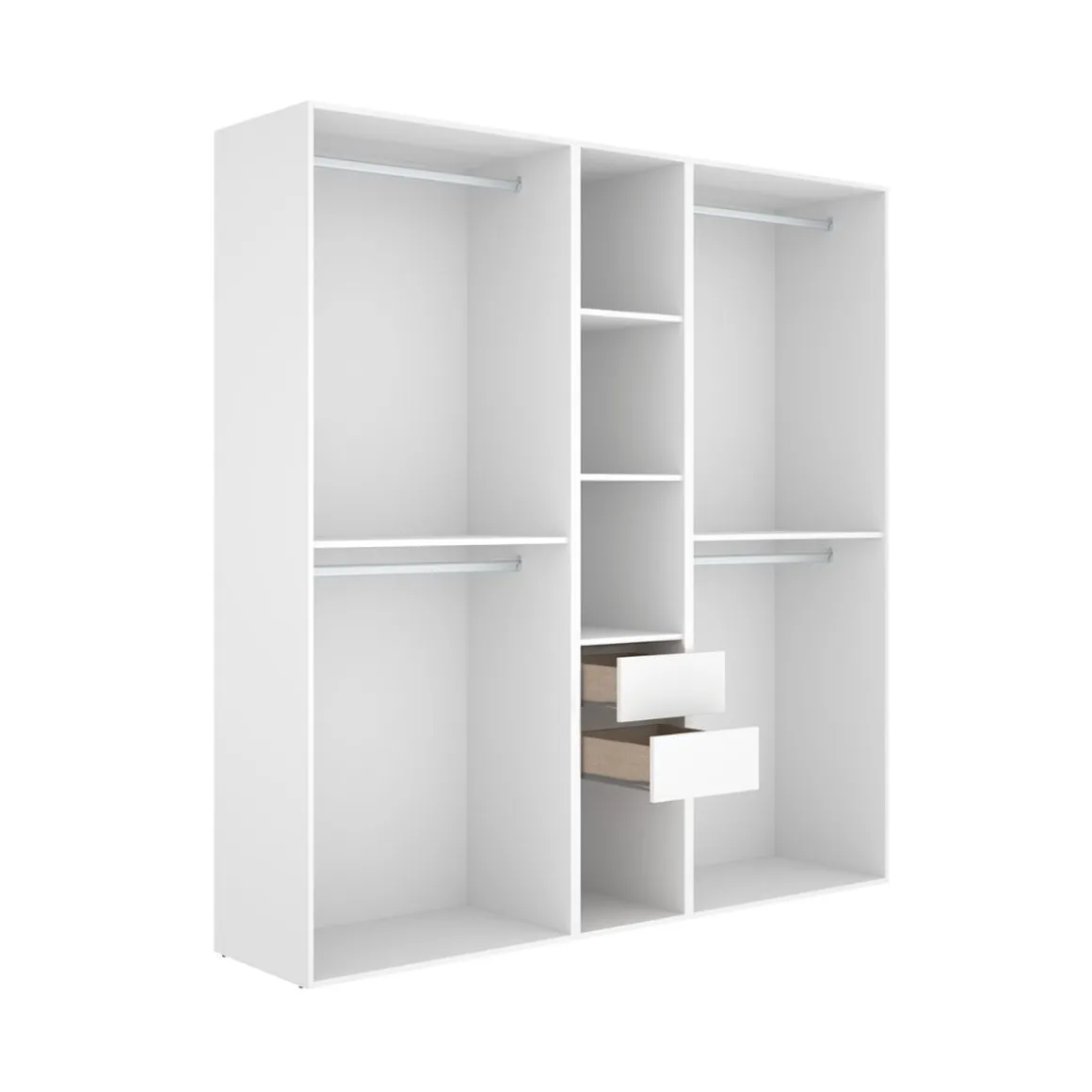 Armario vestidor Suit 2 cajones con 4 barras blanco/natural 205x199,5x45 cm