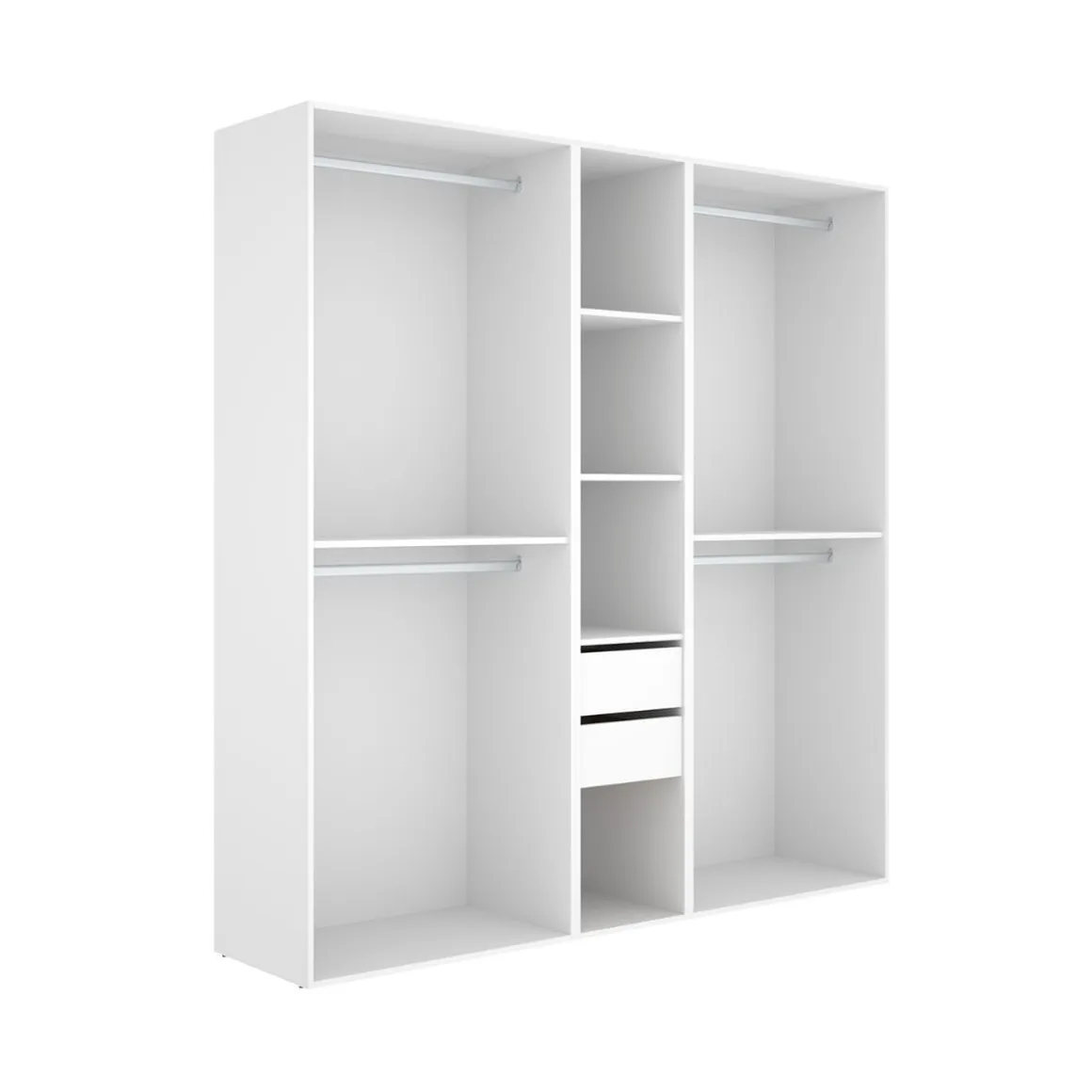 Armario vestidor Suit 2 cajones con 4 barras blanco/natural 205x199,5x45 cm