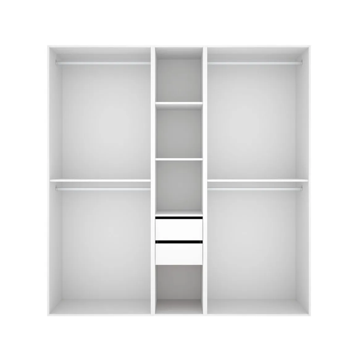 Armario vestidor Suit 2 cajones con 4 barras blanco/natural 205x199,5x45 cm