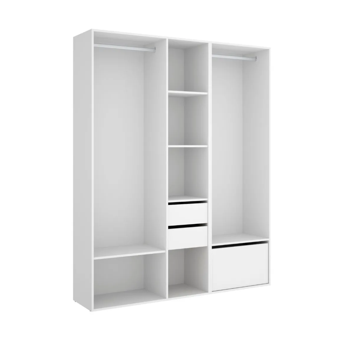 Armario vestidor Suit 2 módulos + 2 barras + zapatero blanco/natural 205x158x45 cm