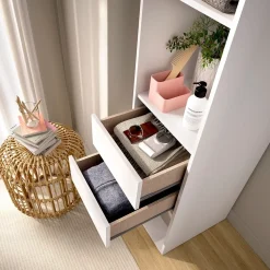 Armario vestidor Suit con trasera reversible blanco/natural 205x39,5x45 cm
