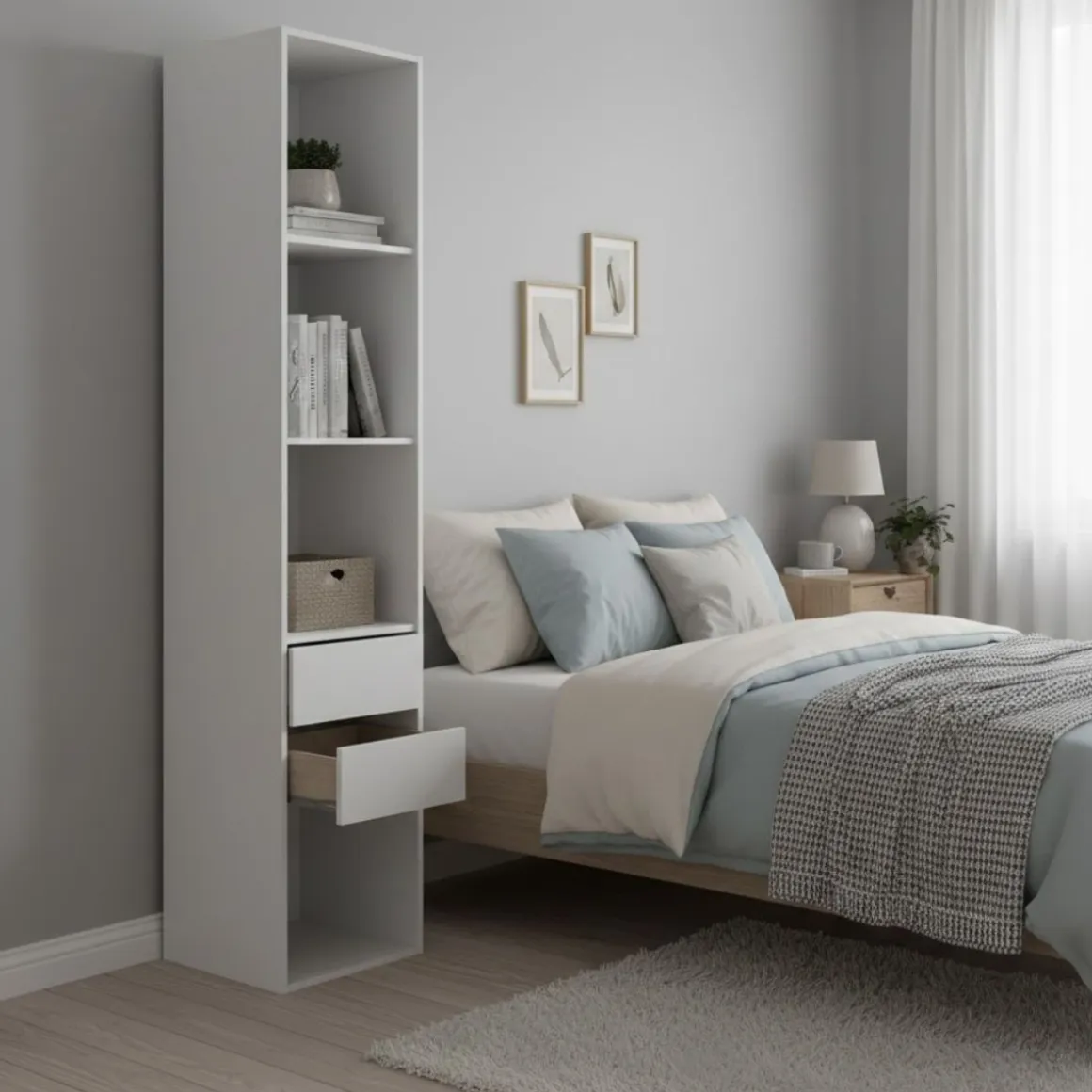 Armario vestidor Suit con trasera reversible blanco/natural 205x39,5x45 cm