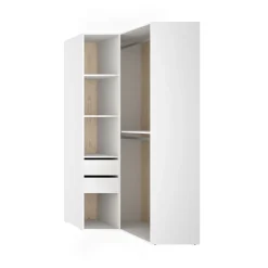 Armario vestidor Suit diseño esquinero trasera reversible blanco/natural 205x84,5x104,5 cm