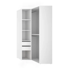 Armario vestidor Suit diseño esquinero trasera reversible blanco/natural 205x84,5x104,5 cm
