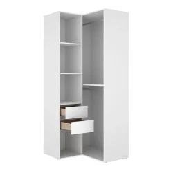 Armario vestidor Suit diseño esquinero trasera reversible blanco/natural 205x84,5x104,5 cm