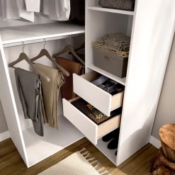 Armario vestidor Suit diseño esquinero trasera reversible blanco/natural 205x84,5x104,5 cm
