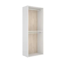 Armario vestidor Suit dos barras con trasera reversible blanco/natural 205x80x45 cm