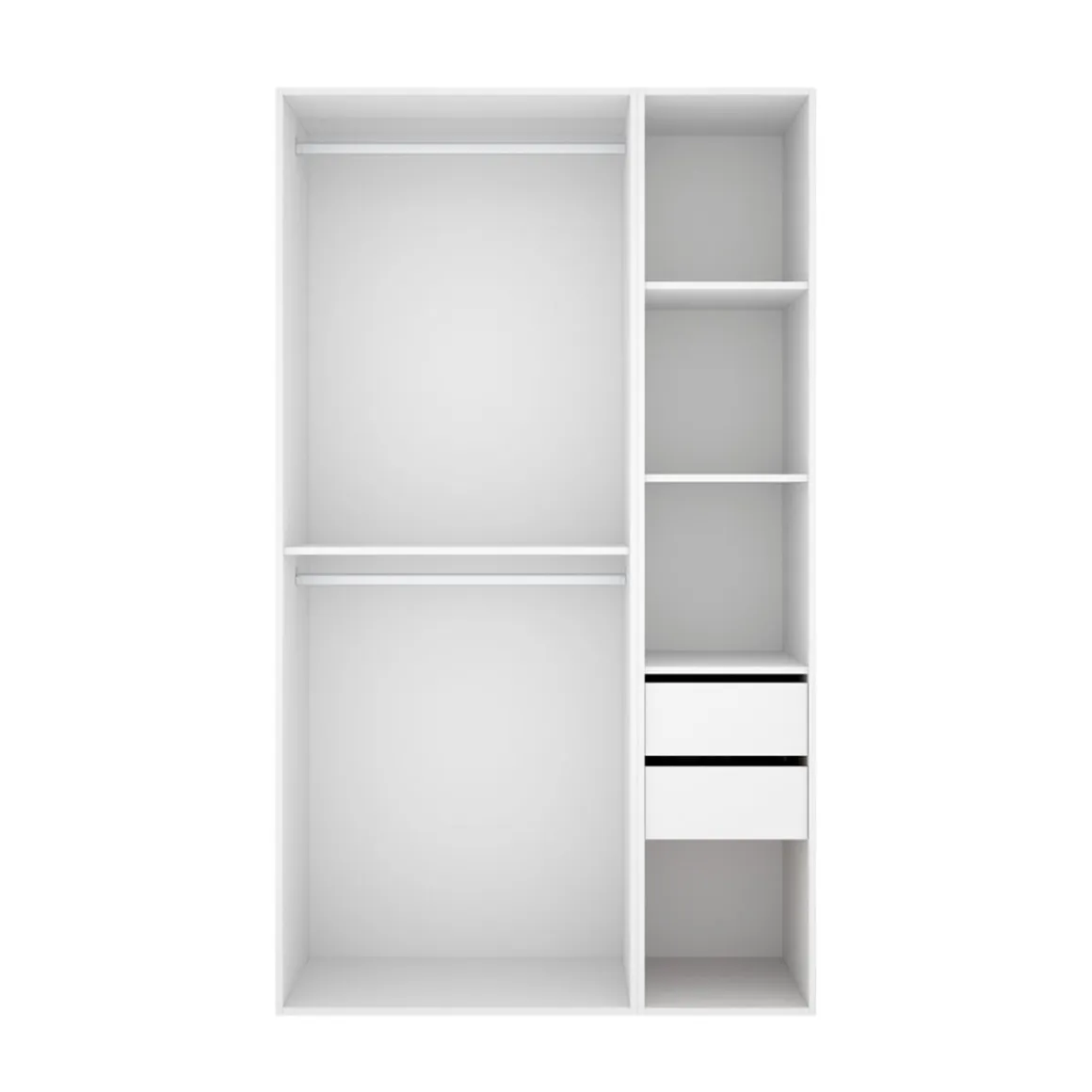 Armario vestidor Suit dos barras y 4 compartimentos blanco/natural 205x119,5x45 cm