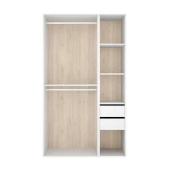Armario vestidor Suit dos barras y 4 compartimentos blanco/natural 205x119,5x45 cm