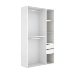 Armario vestidor Suit dos barras y 4 compartimentos blanco/natural 205x119,5x45 cm