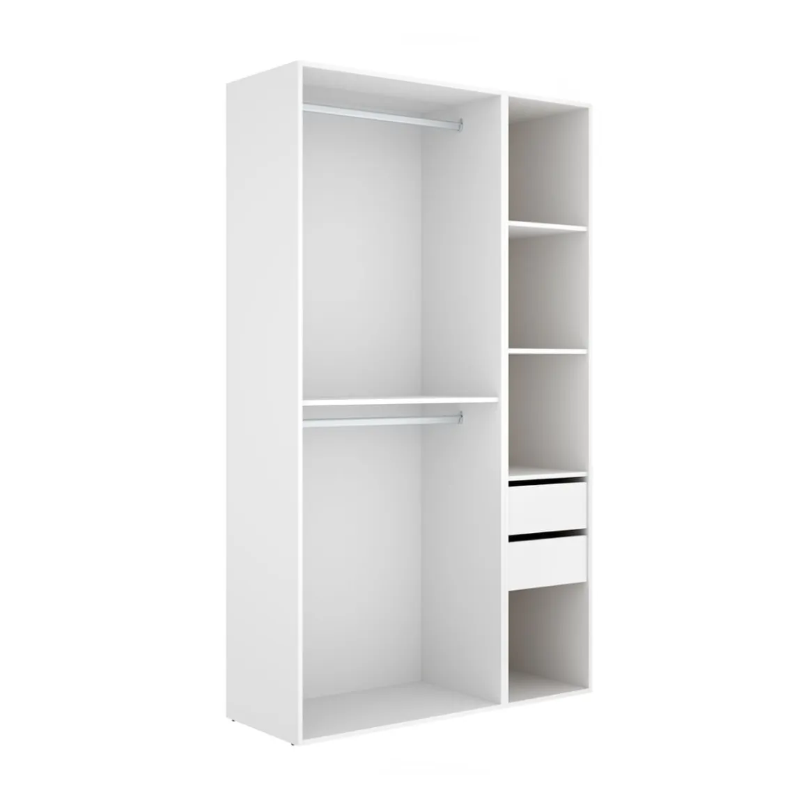 Armario vestidor Suit dos barras y 4 compartimentos blanco/natural 205x119,5x45 cm