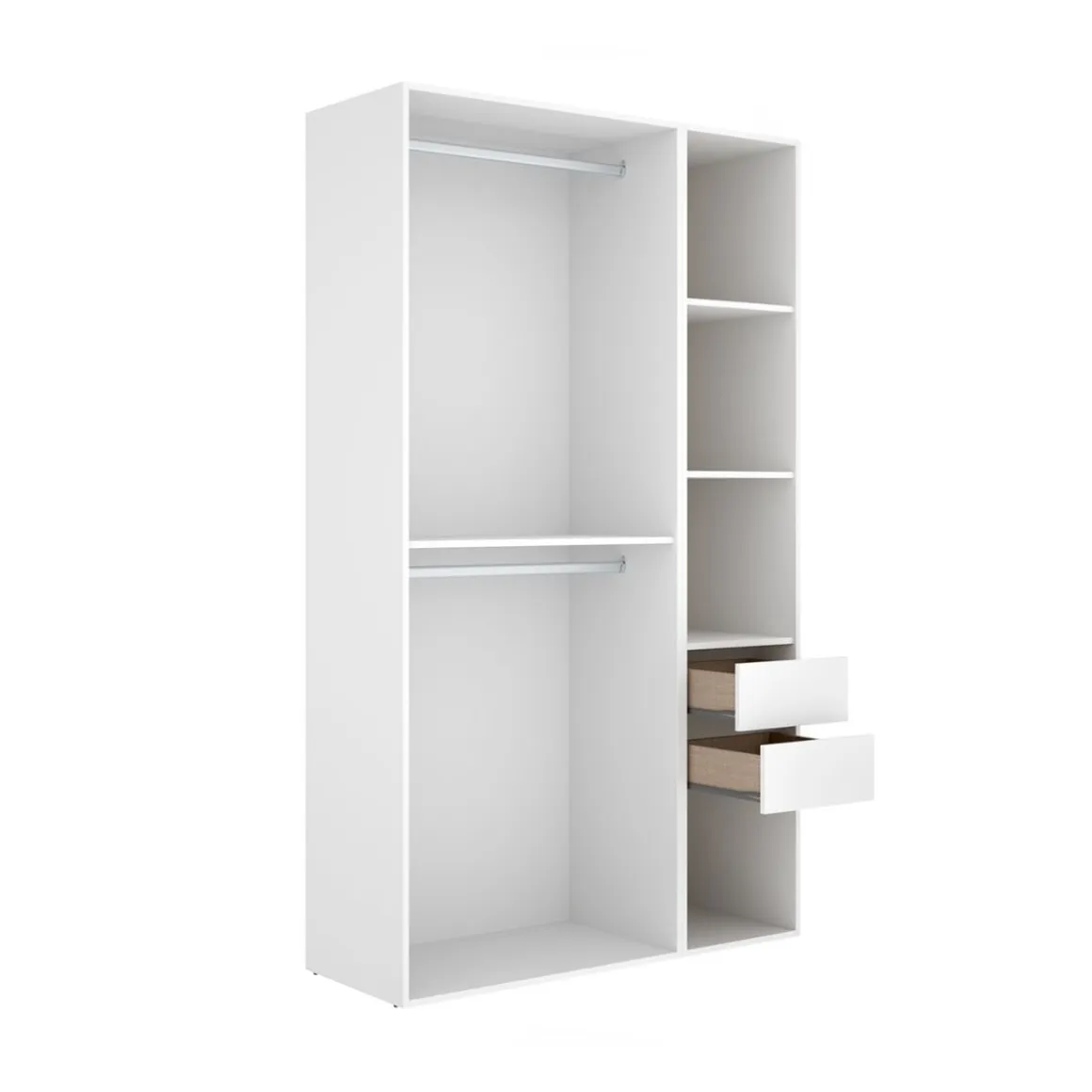 Armario vestidor Suit dos barras y 4 compartimentos blanco/natural 205x119,5x45 cm