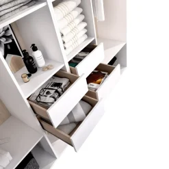 Armario vestidor Suit reversible 4 cajones + 2 barras + 2 columnas blanco/natural 205x196x45 cm