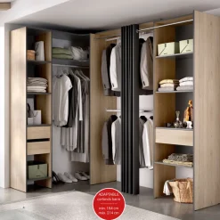 Armario vestidor Suit reversible 3 cajones + 3 barras + 2 columnas 205x164-214x141 cm