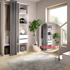 Armario vestidor Suit reversible 2 cajones + cortina blanco/natural 205x98x53 cm