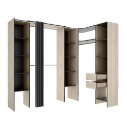 Armario vestidor Suit reversible 2 cajones + 3 barras + 3 columnas 205x164-214x141 cm
