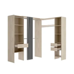 Armario vestidor Suit reversible 3 cajones + 3 barras + 2 columnas 205x164-214x141 cm