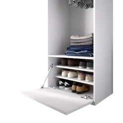 Armario vestidor Suit reversible con barra para colgar + zapatero blanco 205x60x45 cm