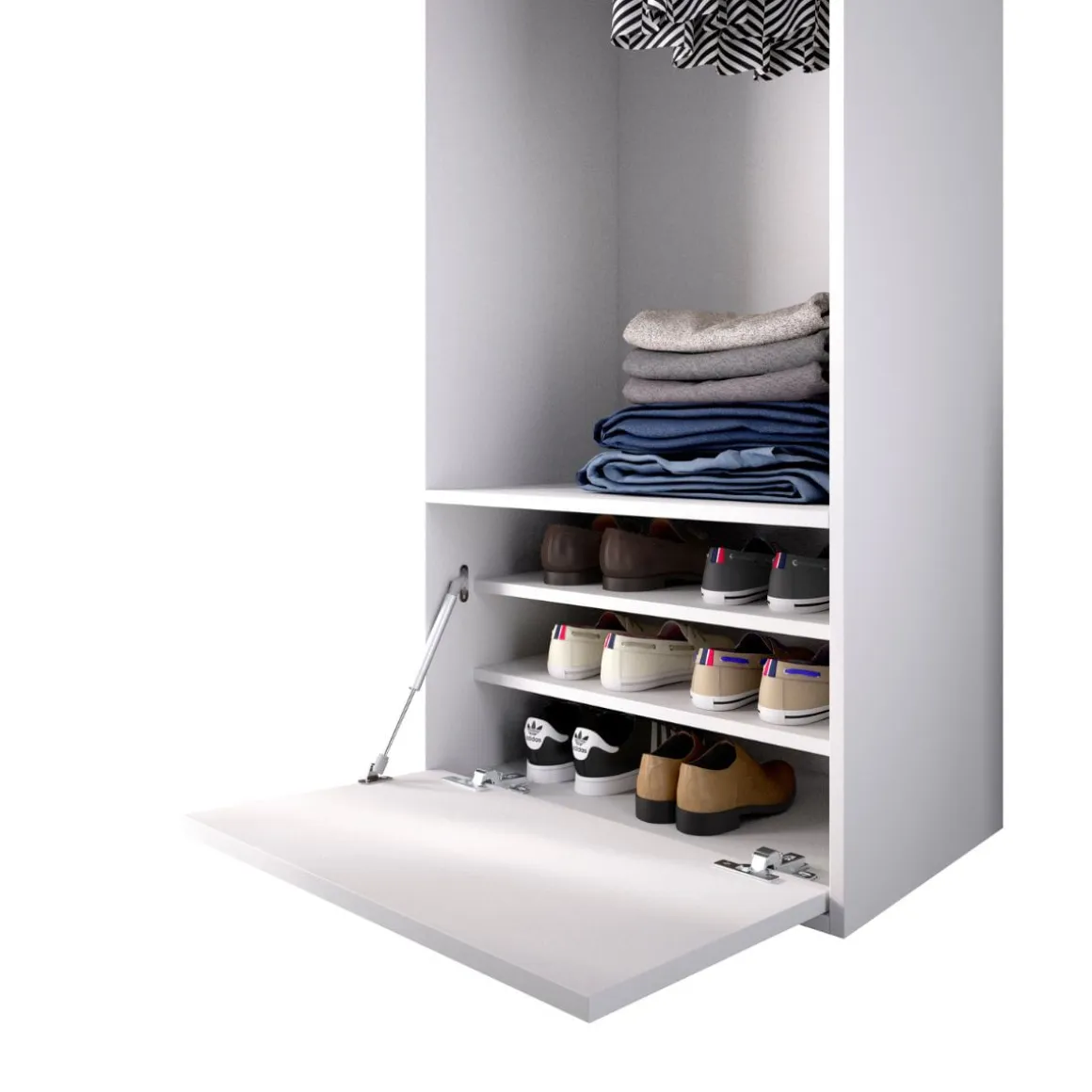 Armario vestidor Suit reversible con barra para colgar + zapatero blanco 205x60x45 cm