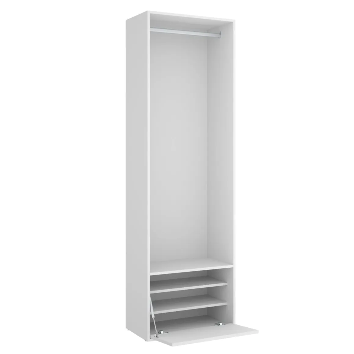 Armario vestidor Suit reversible con barra para colgar + zapatero blanco 205x60x45 cm