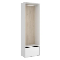 Armario vestidor Suit reversible con barra para colgar + zapatero blanco 205x60x45 cm