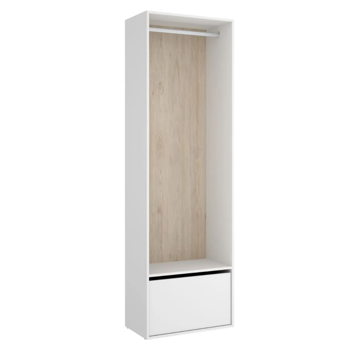 Armario vestidor Suit reversible con barra para colgar + zapatero blanco 205x60x45 cm