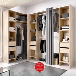Armario vestidor Suit reversible 6 cajones + 3 barras + 3 columnas 205x164-234x141 cm
