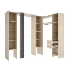 Armario vestidor Suit reversible 2 cajones + 3 barras + 3 columnas 205x164-214x141 cm