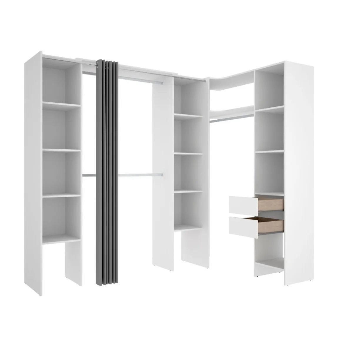 Armario vestidor Suit reversible 2 cajones + 3 barras + 3 columnas 205x164-214x141 cm